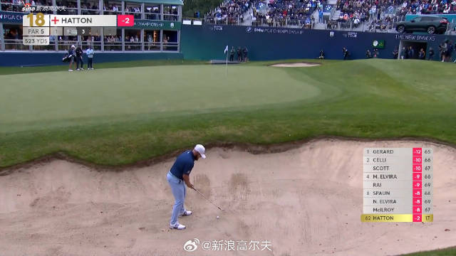 哈顿沙坑救球射落老鹰，-4杆晋级BMW PGA锦标赛第二轮
